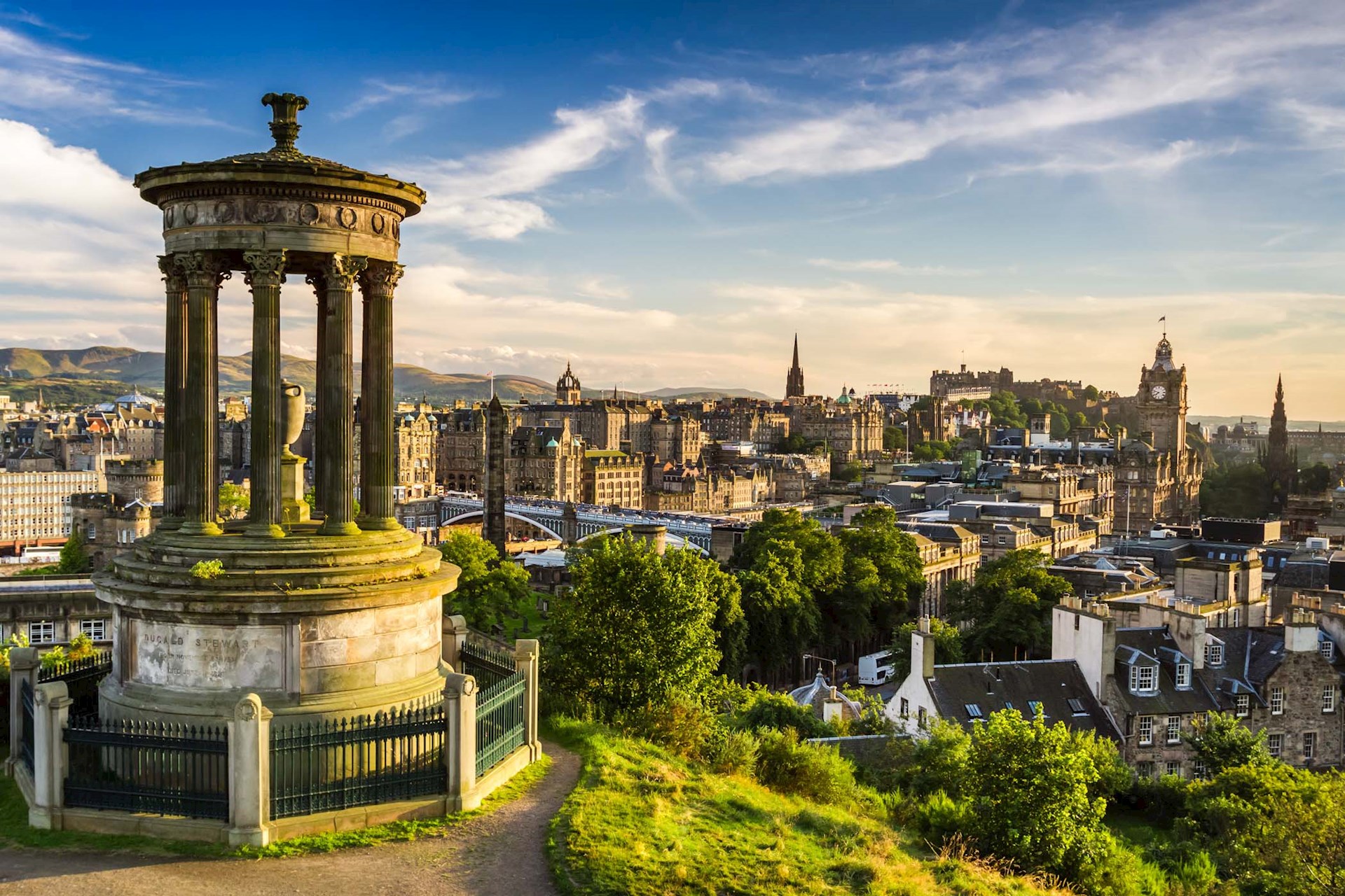 Overlooking city in Calton Hill in Edinburgh
